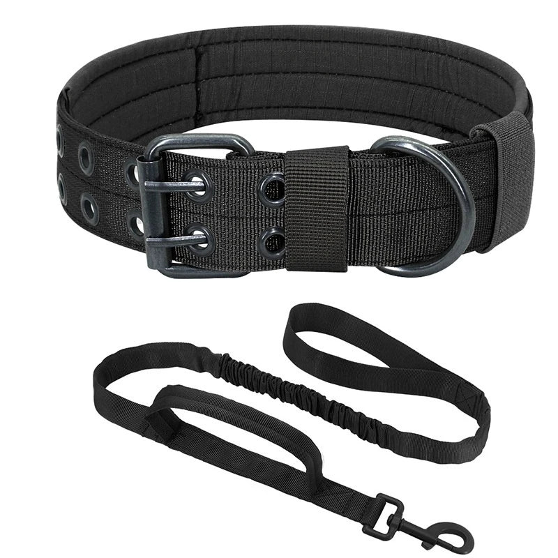 Tactical Dog Collar and Leash Set for Strong Medium Large Dogs