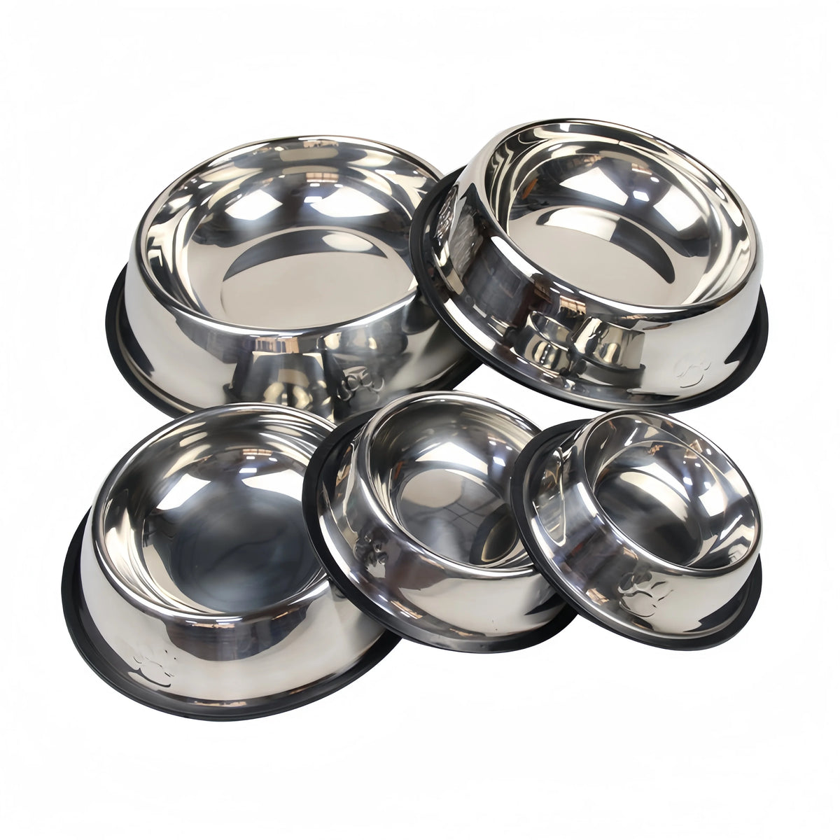 Stainless Steel Dog Bowl with Non-Slip Base, 5 Sizes