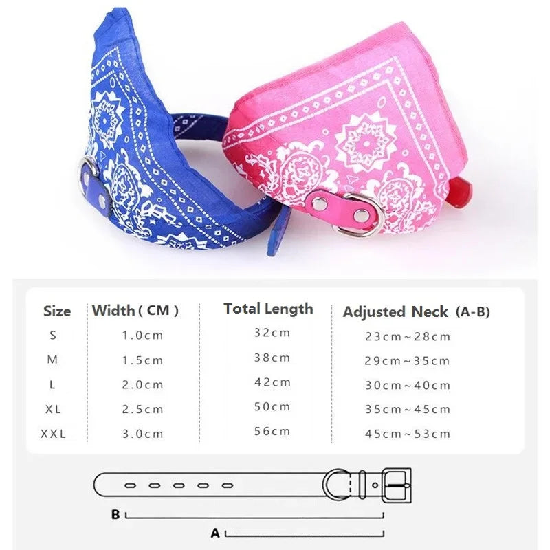 Adjustable Dog Bandana Collar with Reflective Leather