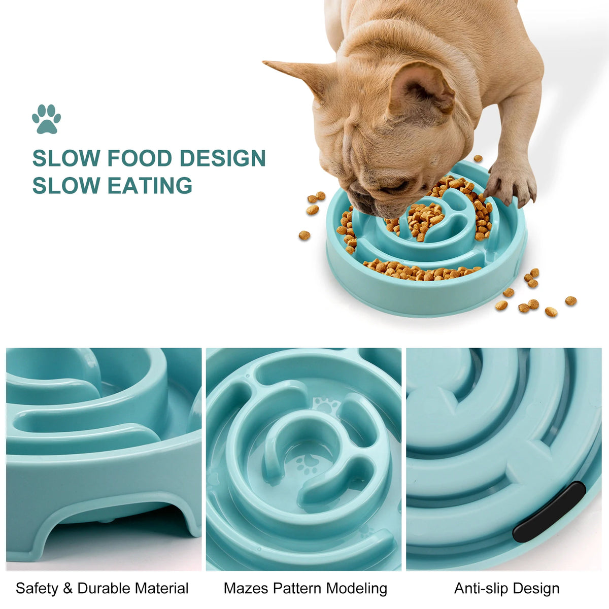 Dog Slow Feeder Bowl with Maze Design and Non-Slip Base