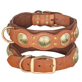 Real Leather Spiked Studded Dog Collar for Medium and Large Dogs