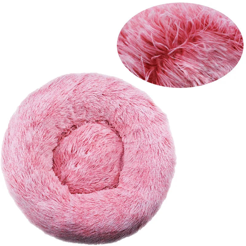 Round Plush Dog Bed, Fluffy Donut Bed for Small to Large Dogs