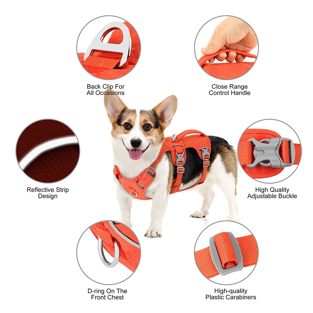 3-Strap Reflective Dog Harness with Handle and Front Clip