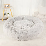 Fluffy Donut Dog Bed, Round Plush Bed for Small to Large Dogs