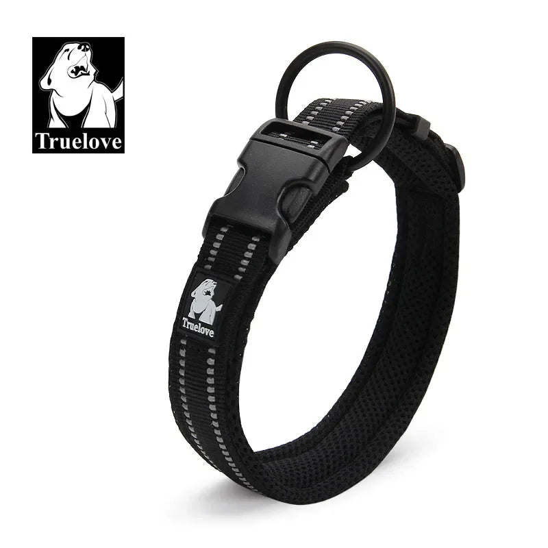 Heavy Duty Padded Dog Collar for Large Dogs, Reflective Nylon