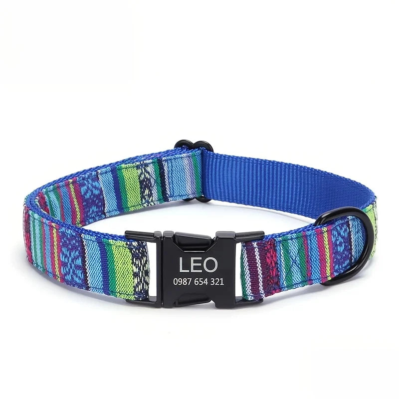 Personalized Dog Collar with Engraved Name and Phone Buckle