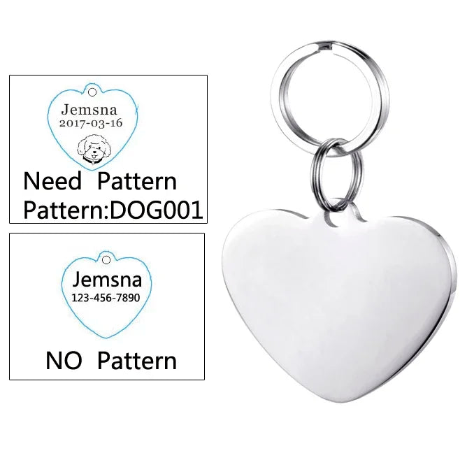 Engraved Dog ID Tag, Two-Sided Stainless Steel Name Tag