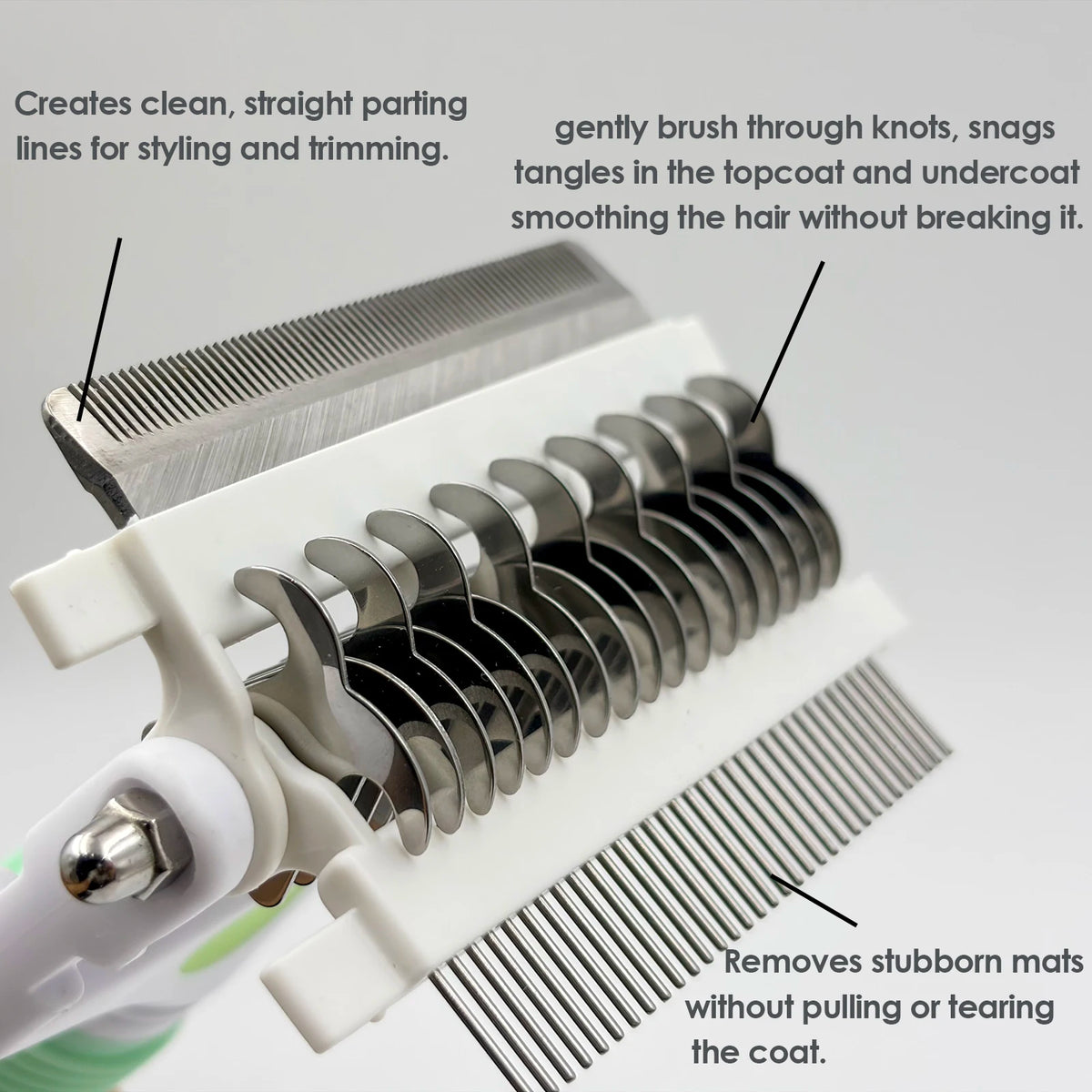 3-in-1 Dog Grooming Tool with Mat Splitter, Deshedder and Comb