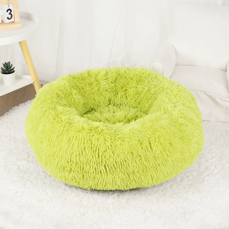 Fluffy Donut Dog Bed, Round Plush Bed for Small to Large Dogs