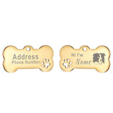 Engraved Bone Dog ID Tag, Personalized Stainless Steel Tag