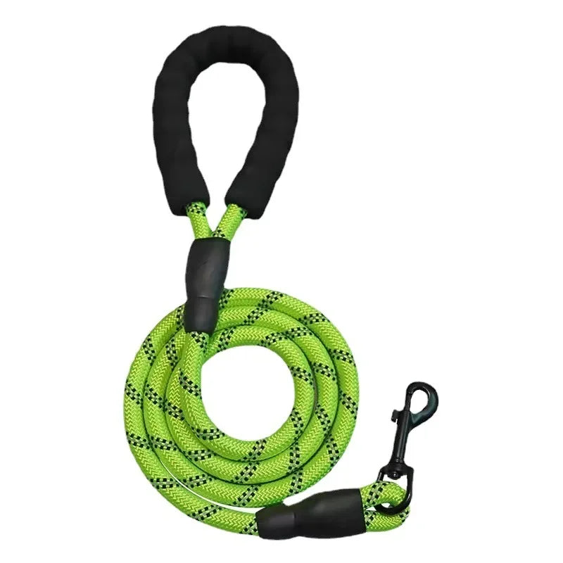 Reflective Rope Dog Leash with Foam Handle, 5 ft