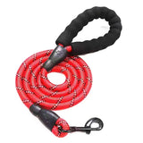 Reflective Rope Dog Leash with Foam Handle, 5 ft