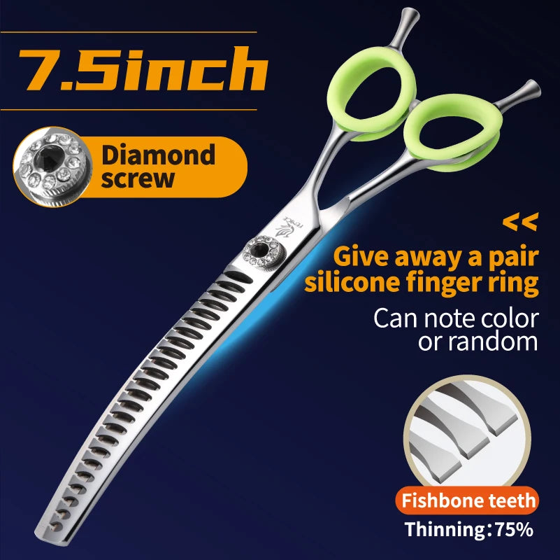 Curved Chunkers and Thinners for Dog Grooming, 7 or 7.5 Inch