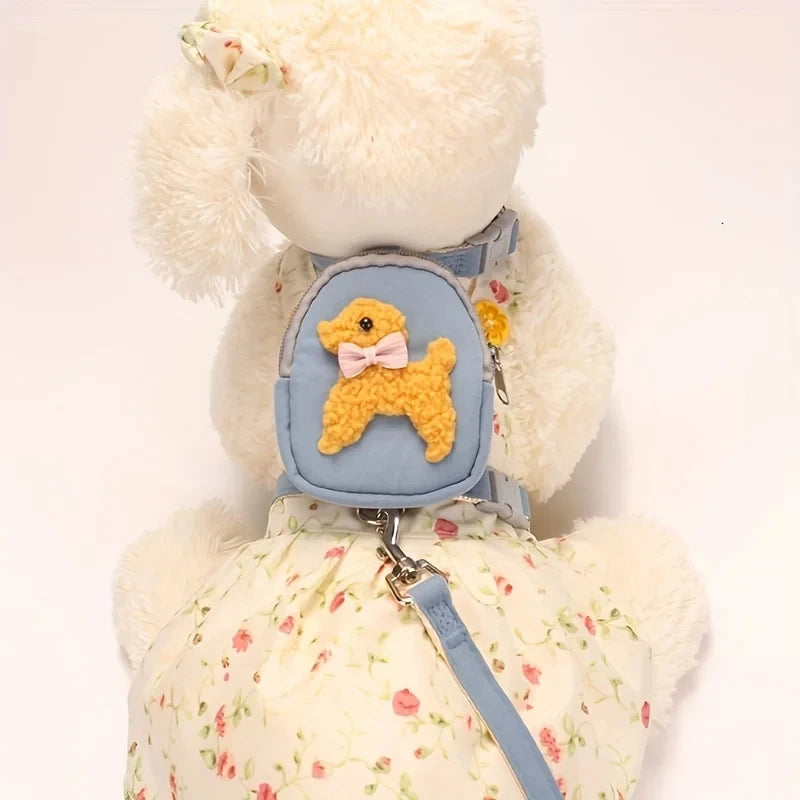 Dog Harness with Backpack and Leash for Small and Medium Dogs
