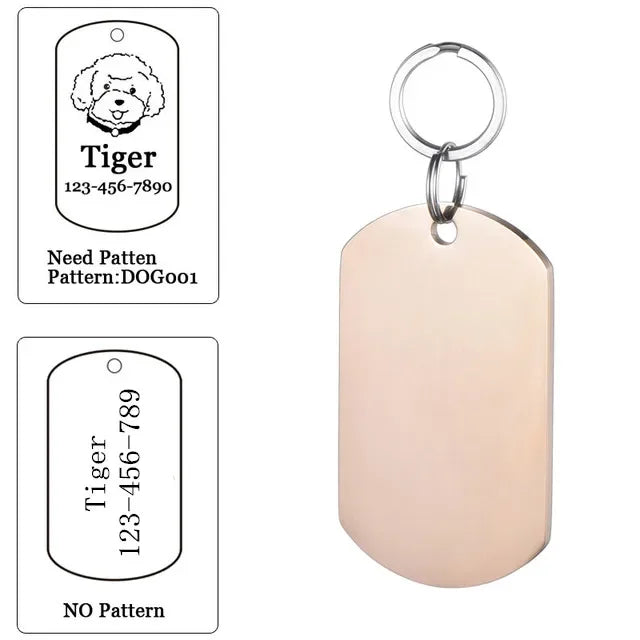 Engraved Dog ID Tag, Two-Sided Stainless Steel Name Tag