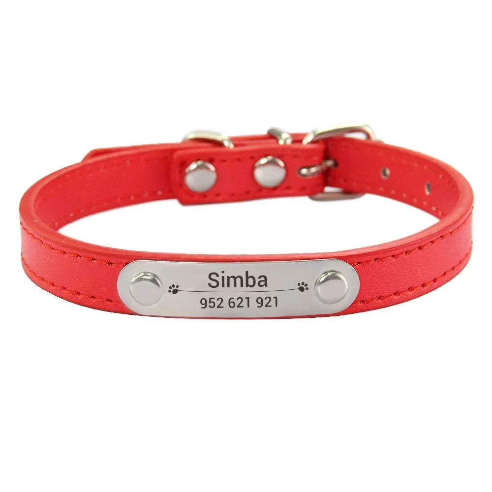 Personalized Dog Collar with Engraved Name Plate, 16 Colors