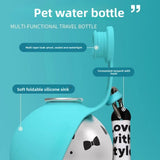 Portable Dog Water Bottle with Built-In Bowl, Stainless Steel