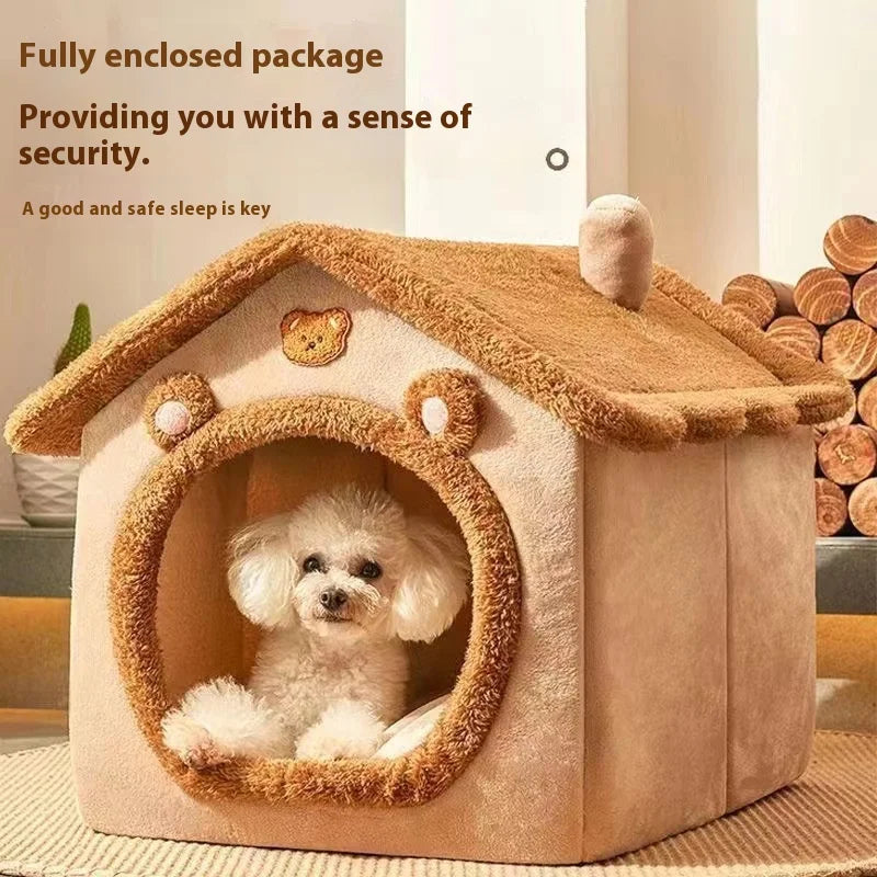 Cozy Dog House Bed for Small Dogs, Removable and Washable