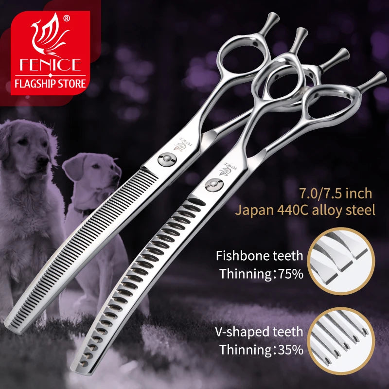 Curved Chunkers and Thinners for Dog Grooming, 7 or 7.5 Inch