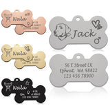 Engraved Dog Face Bone ID Tag, Personalized with Name and Gender