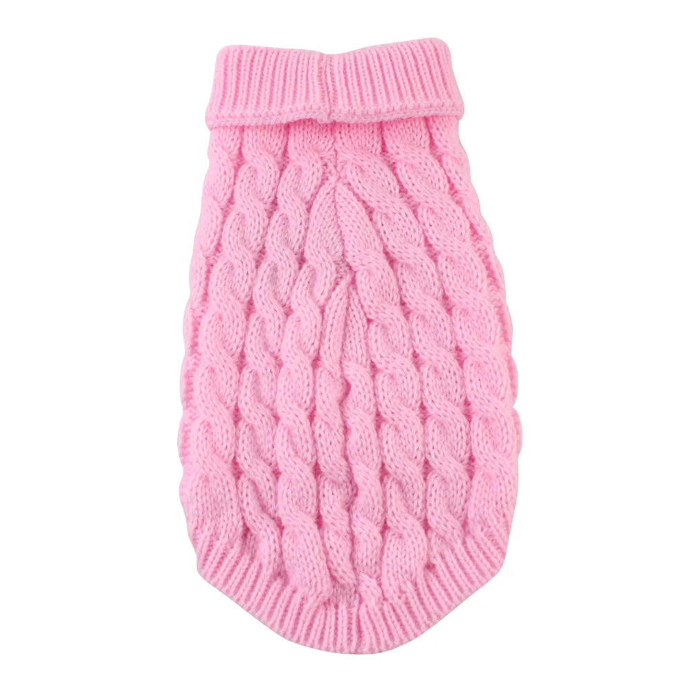 Classic Knit Dog Sweater for Small Dogs in 5 Solid Colors