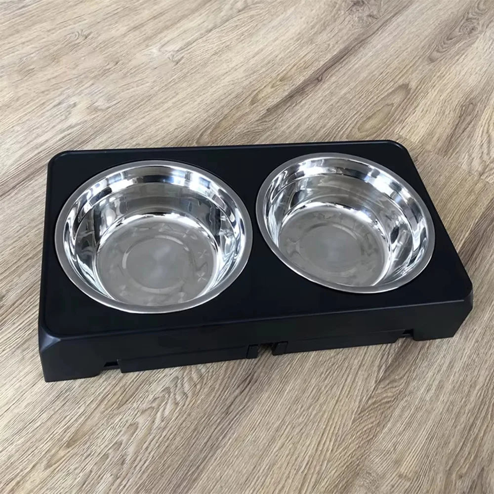 Adjustable Height Elevated Dog Feeder with Double Stainless Bowls