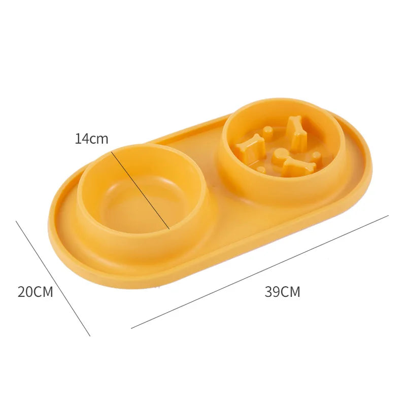 Stainless Steel Double Dog Bowl with Non-Slip Silicone Mat