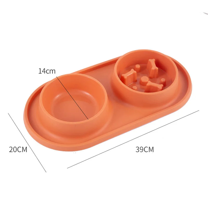 Stainless Steel Double Dog Bowl with Non-Slip Silicone Mat