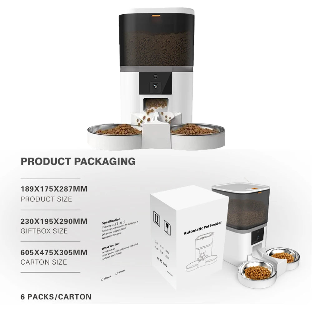 Automatic Dog Feeder with Camera and App Control, 4L