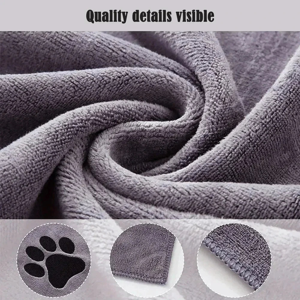 Microfiber Dog Bath Towel with Embroidered Paw Print
