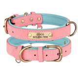 Custom Engraved PU Leather Dog Collar with Name and Phone Number