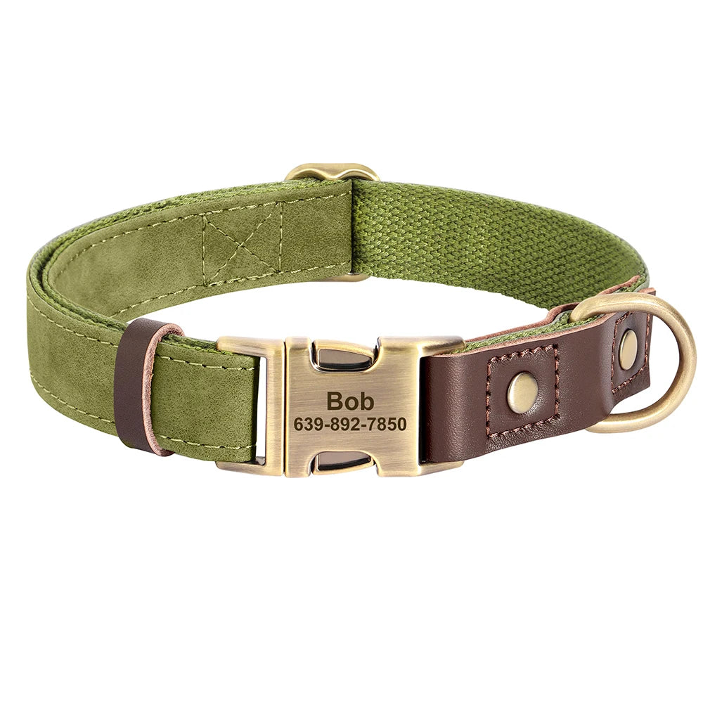 Custom Engraved Buckle Dog Collar with Name and Phone Number