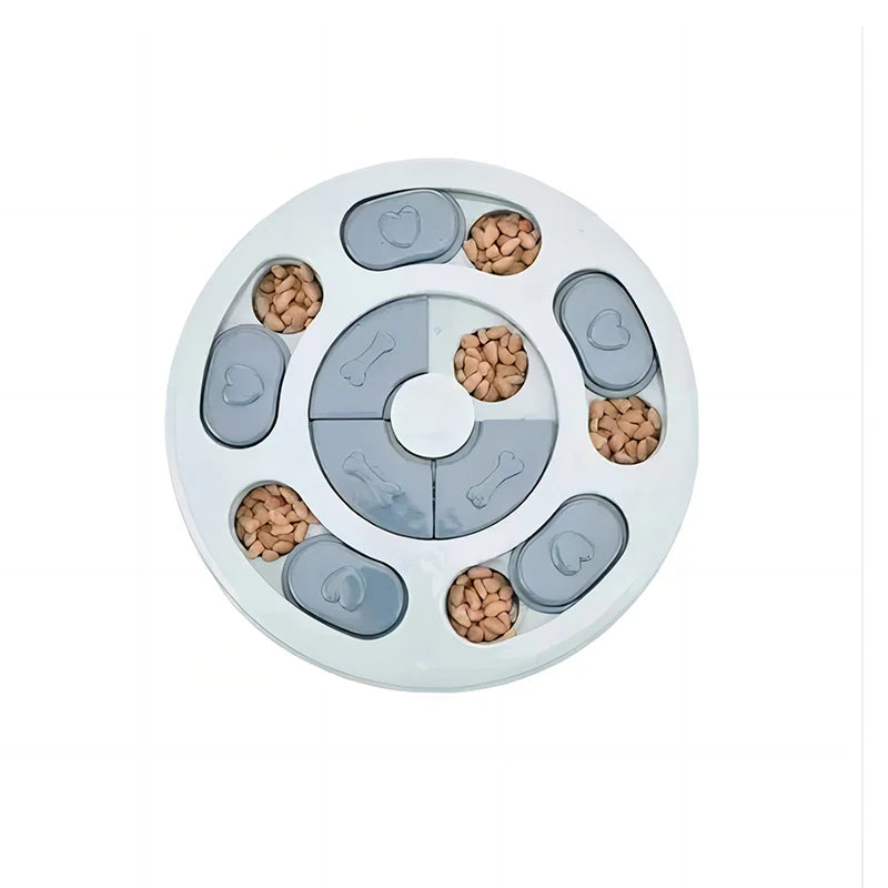Dog Puzzle Feeder with Food Compartments, 9.4 in Round
