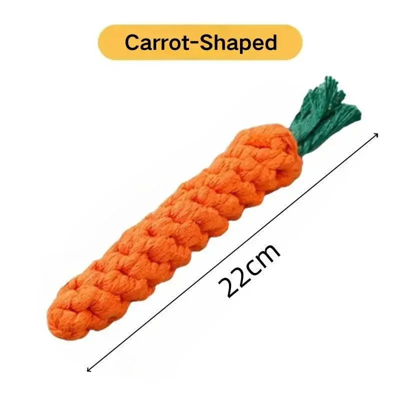 Cotton Rope Dog Chew Toy in Carrot, Dumbbell and Corn Shapes