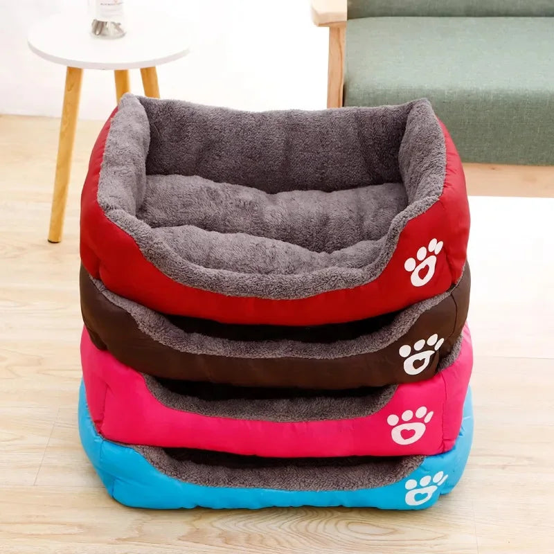 Plush Rectangle Dog Bed with Raised Sides in Candy Colors