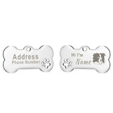 Engraved Bone Dog ID Tag, Personalized Stainless Steel Tag