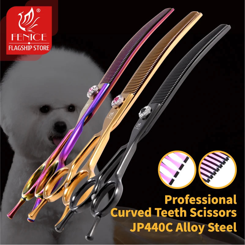 Curved Dog Grooming Thinning Shears, 7.25 Inch Japanese 440C
