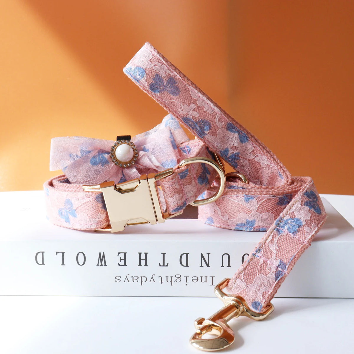 Lace Wedding Dog Collar with Bow and Personalized ID