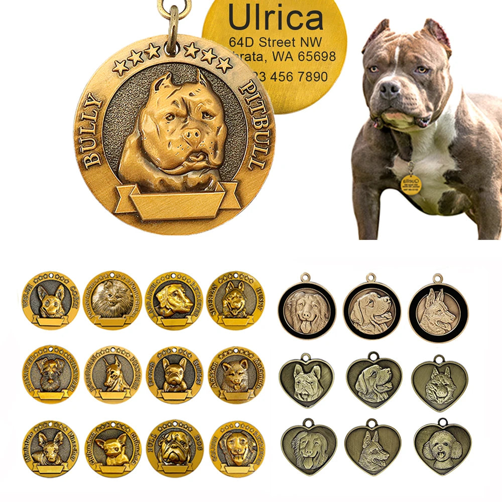 Personalized Dog Breed ID Tag with Engraved Name and Address