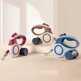 Retractable Dog Leash with Built-In Poop Bag Holder