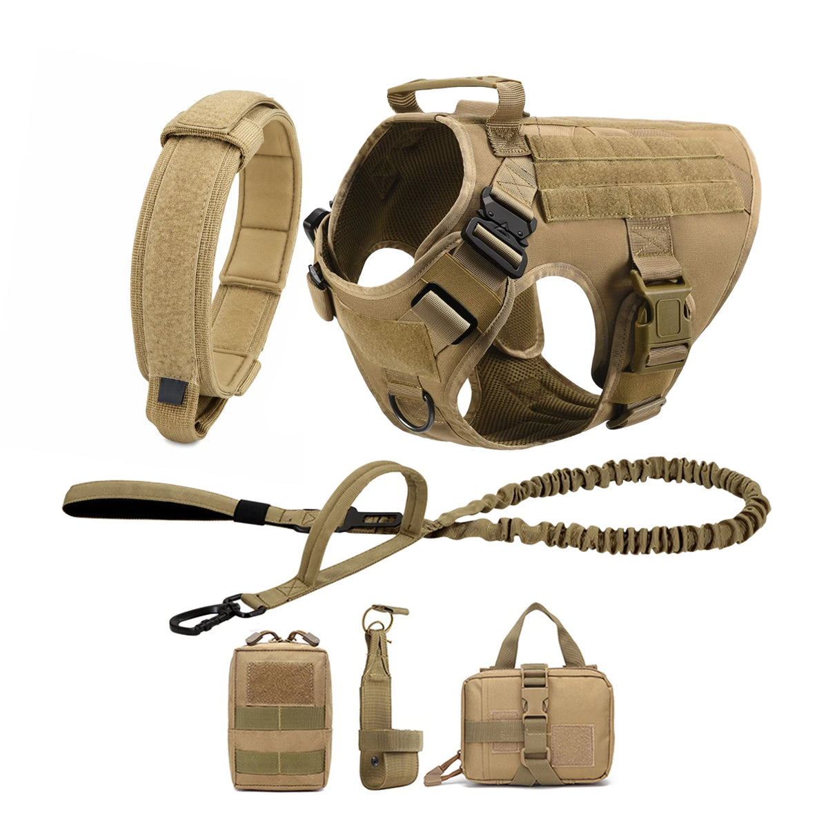Tactical Dog Harness and Collar Set for Medium & Large Dogs
