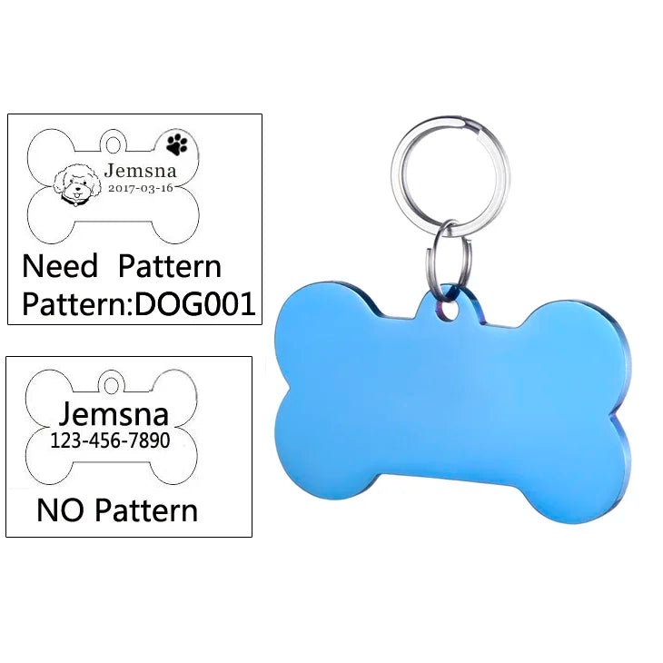 Engraved Dog ID Tag, Two-Sided Stainless Steel Name Tag
