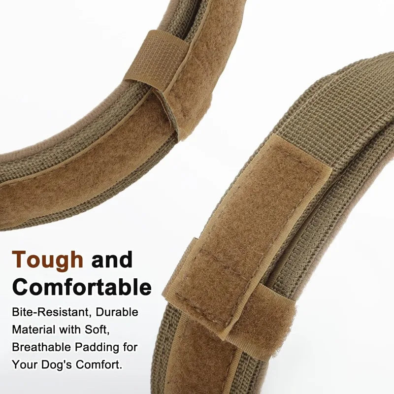 Tactical Dog Collar with Control Handle and AirTag Holder, M to XL