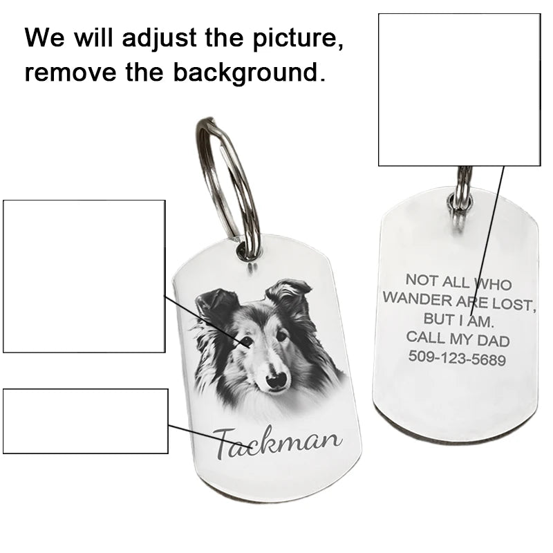 Custom Photo Dog Tag, Personalized Pet Tag with Your Dog's Picture