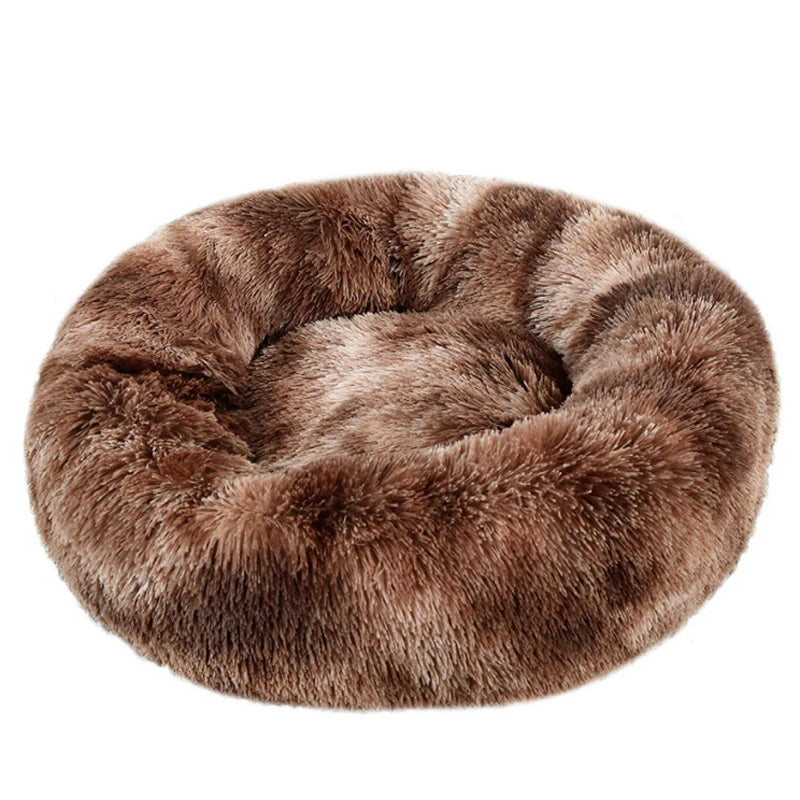 Round Plush Dog Bed, Fluffy Donut Bed for Small to Large Dogs