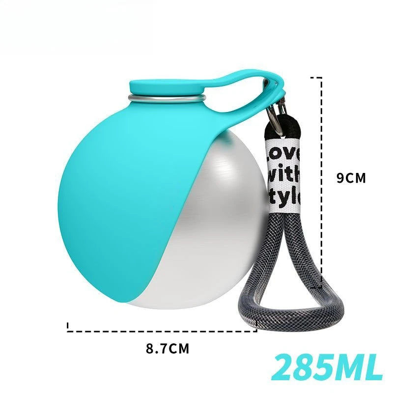 Portable Dog Water Bottle with Built-In Bowl, Stainless Steel