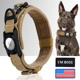AirTag Dog Collar, Tactical Nylon with Handle and Metal Buckle