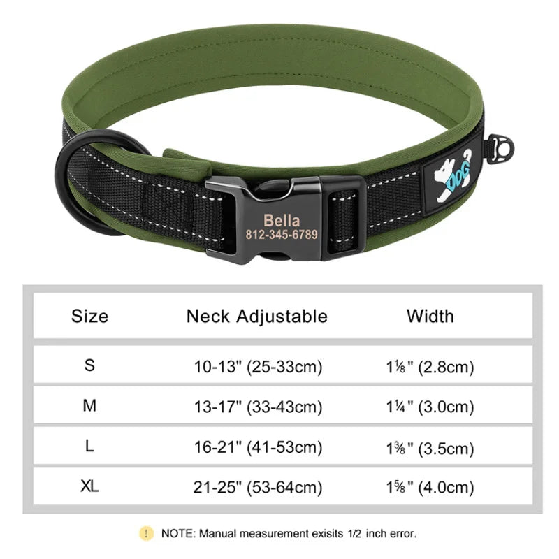 Custom Padded Nylon Dog Collar with Engraved Phone Number