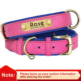 PU Leather Dog Collar with Engraved Nameplate ID Tag, Padded