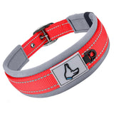 Heavy Duty Padded Dog Collar for Large Dogs, Reflective Nylon